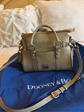 Dooney & Bourke Olive Green Pebble Leather Satchel with Crossbody Strap